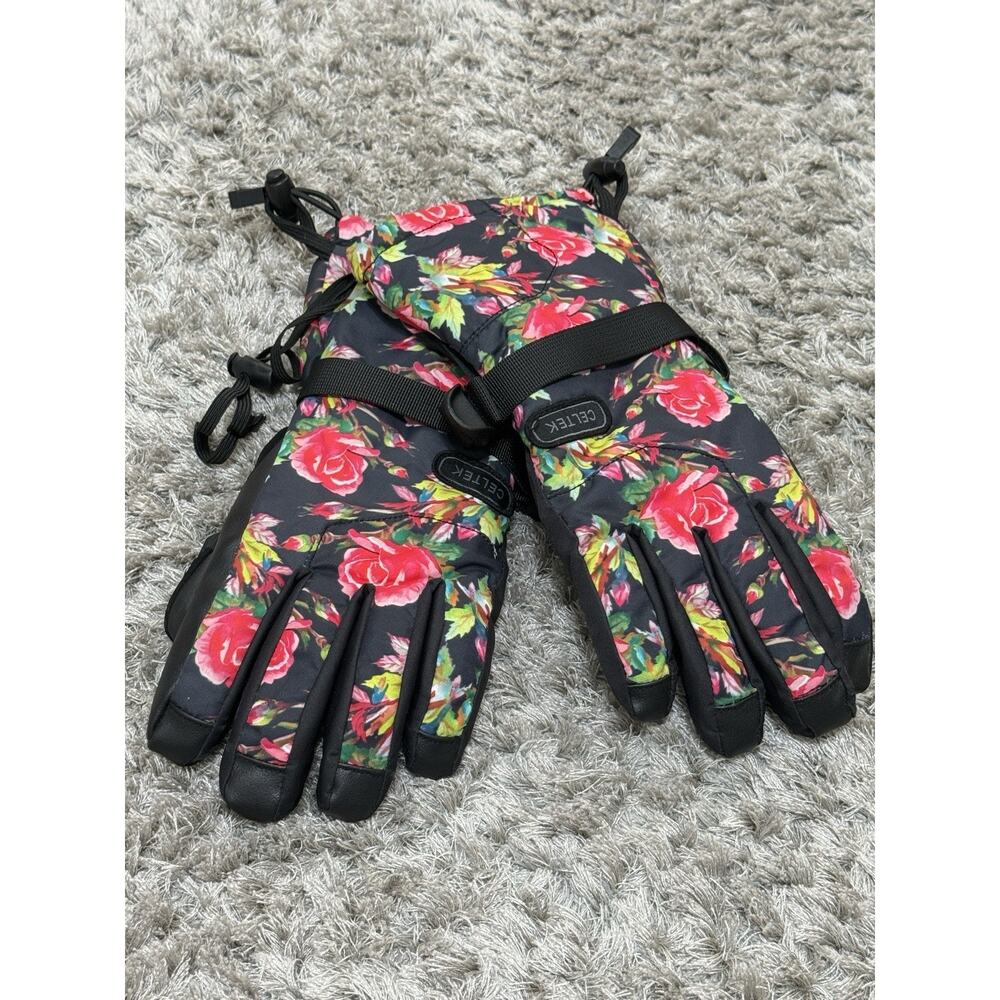 Celtek Women’s Floral Snowboard Ski Gloves Winter Insulated Size XS